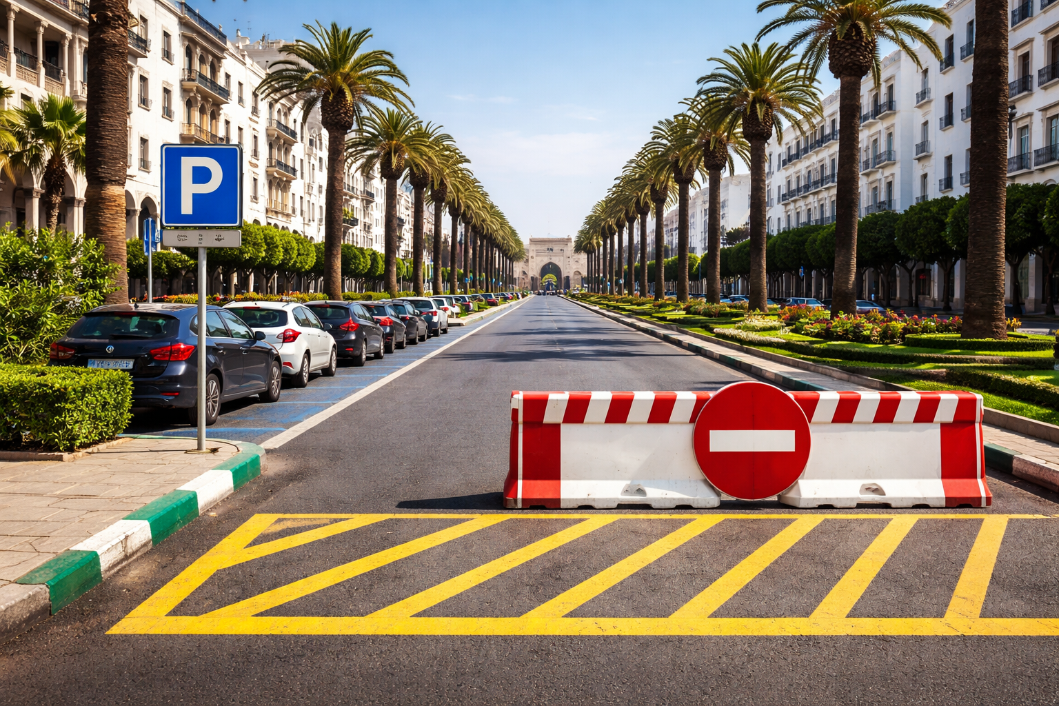 Aparcamiento y zonas de 'prohibido conducir aquí' en Rabat