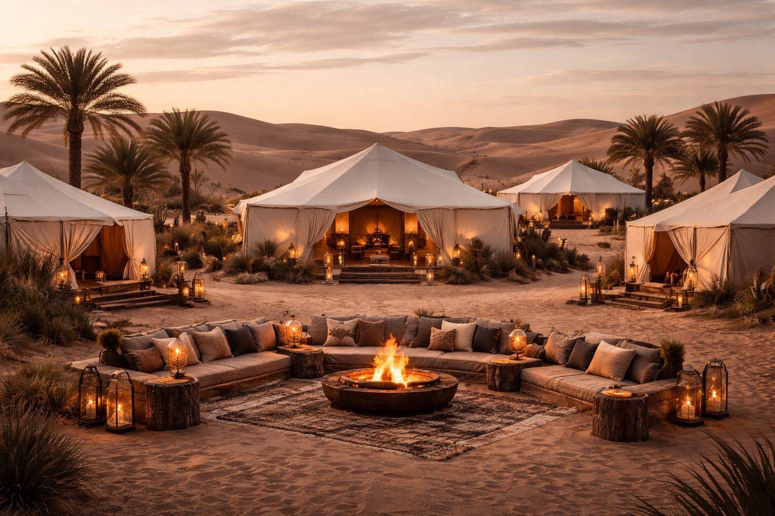 Luxury desert camp exterior