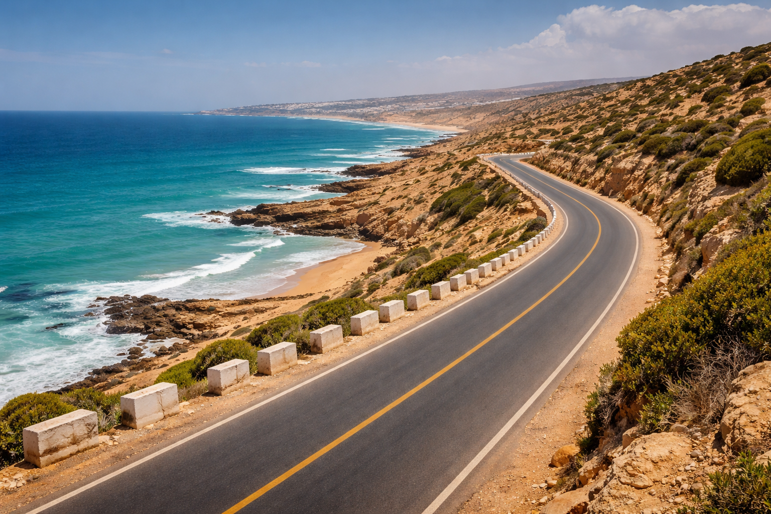 Strada costiera atlantica vicino a Essaouira